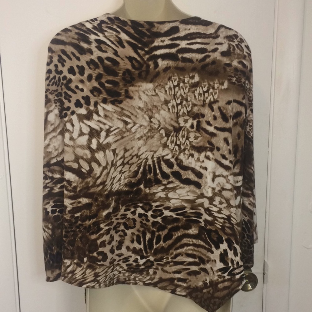 Chico's Leopard Print Cold Shoulder Poncho Top - Picture 7 of 9